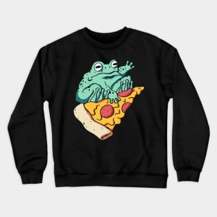 A frog skating a pizza slice Crewneck Sweatshirt